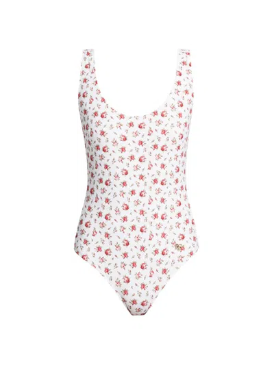 Dolce & Gabbana Small Rose-print One-piece Swimsuit In Multi