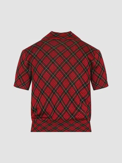 Alexander Mcqueen Microcheck Polo Shirt Lurex Collar Detail In Multi