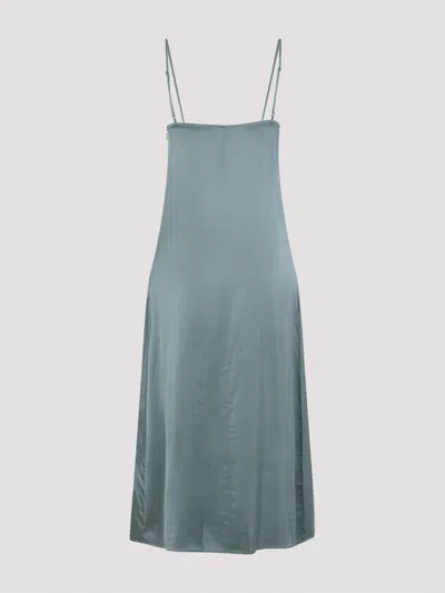 Acne Studios Satin Dress Woman Sage Green In Blue