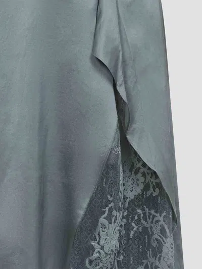 Acne Studios Satin Dress Woman Sage Green In Blue
