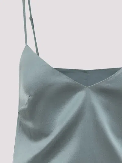 Acne Studios Satin Dress Woman Sage Green In Blue