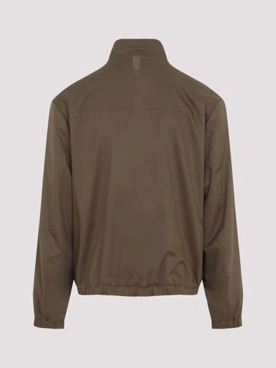 Canali Reversible Technical Zip-up Jacket In Brown