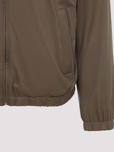 Canali Reversible Technical Zip-up Jacket In Brown