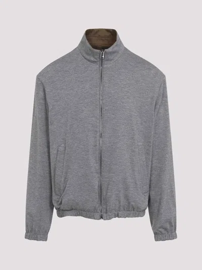 Canali Reversible Technical Zip-up Jacket In Brown