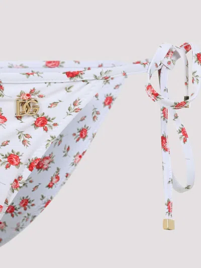 Dolce & Gabbana Small Rose-print Triangle Bikini In Multi