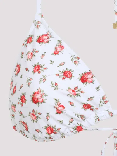 Dolce & Gabbana Small Rose-print Triangle Bikini In Multi