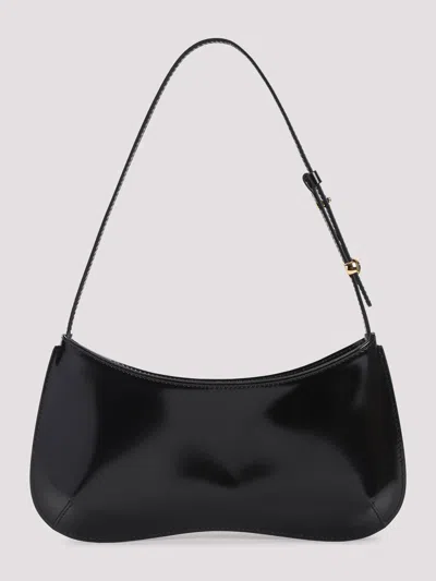 Jacquemus Versatile Shoulder Bag Adjustable Strap Smooth Finish In Black