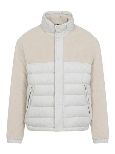 Moncler Mistral High Collar Quilted Zip Pockets Coat In Multi
