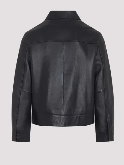 Yves Salomon Black Solid Jacket In Black
