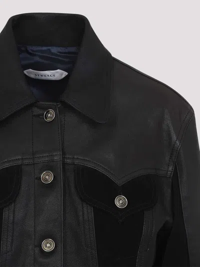Versace Leather Jacket In Black