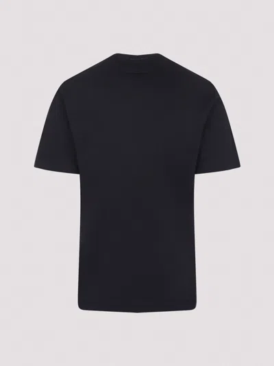 Zegna Navy Blue Piquet Cotton T-shirt In Blue