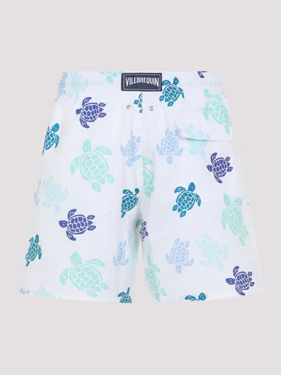 Vilebrequin Men Swim Shorts Tortues Multicolores In White