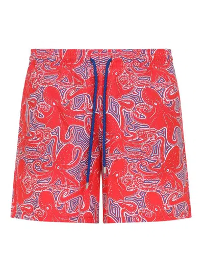 Vilebrequin Moorea Hypnoptocus Print Swim Shorts In Red