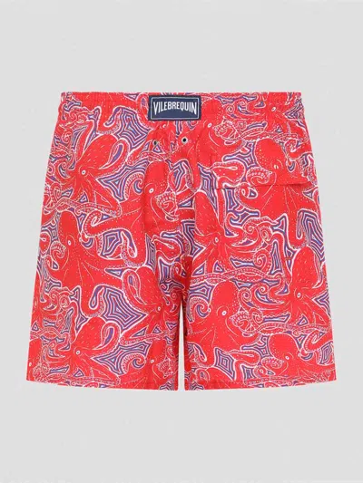 Vilebrequin Moorea Hypnoptocus Print Swim Shorts In Red