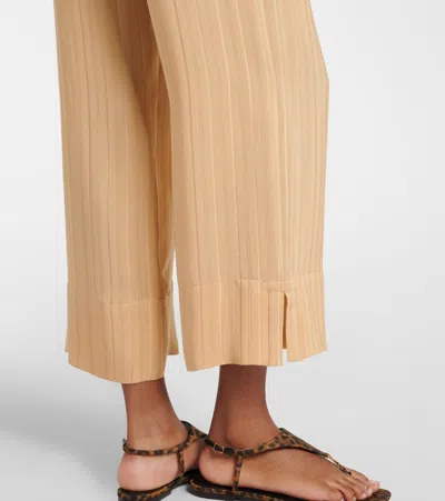 Saint Laurent Striped Silk Pajama Pants In Brown