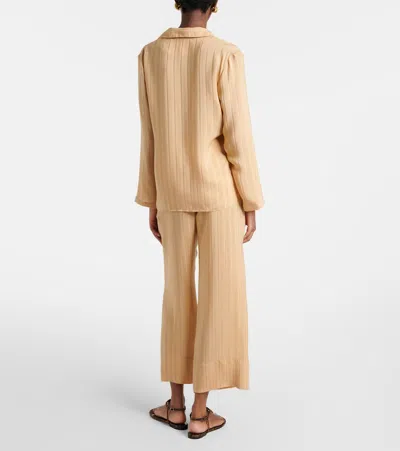 Saint Laurent Striped Silk Pajama Pants In Brown