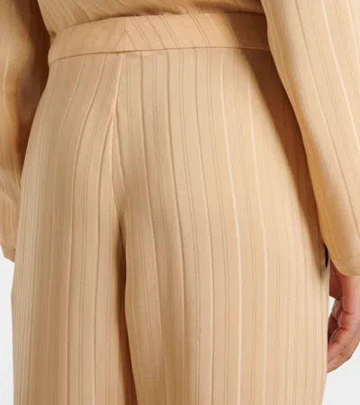 Saint Laurent Striped Silk Pajama Pants In Brown