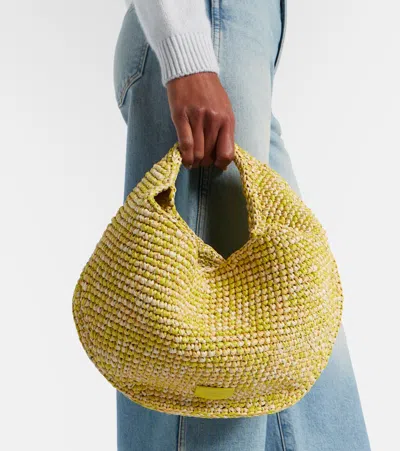 Khaite Olivia Medium Raffia Top-handle Bag In Yellow