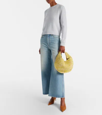 Khaite Olivia Medium Raffia Top-handle Bag In Yellow