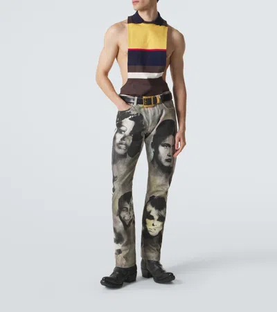 Versace Printed Straight Jeans In Multi