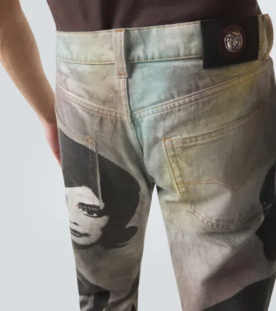 Versace Printed Straight Jeans In Multi