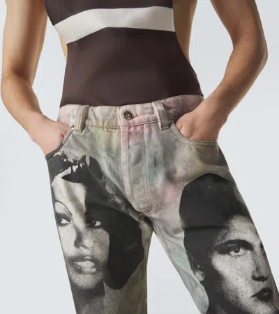 Versace Printed Straight Jeans In Multi