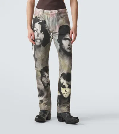 Versace Printed Straight Jeans In Multi