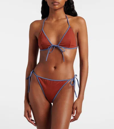 Prada Low-rise Bikini Bottoms In Brown