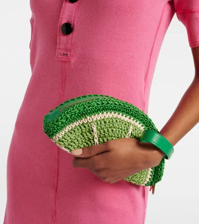 Chloé Chloe Tropicus Lime Braided Waxed Cord Clutch In Green