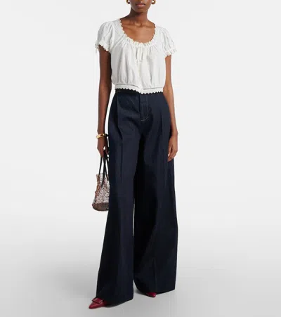 Doen Dôen Nera Embroidered Cotton Top In White