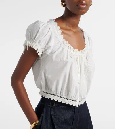 Doen Dôen Nera Embroidered Cotton Top In White