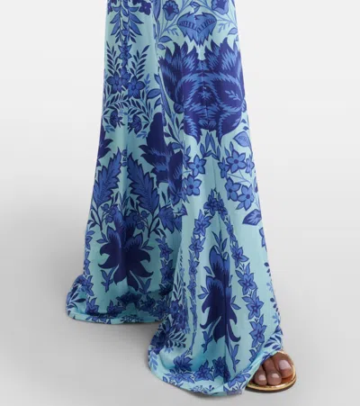 Etro Printed Jersey Flared Leggings In Blue