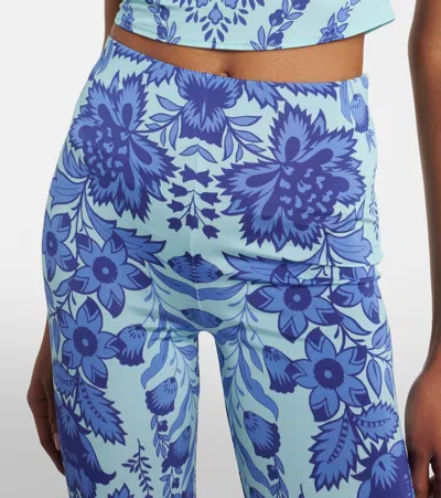 Etro Printed Jersey Flared Leggings In Blue