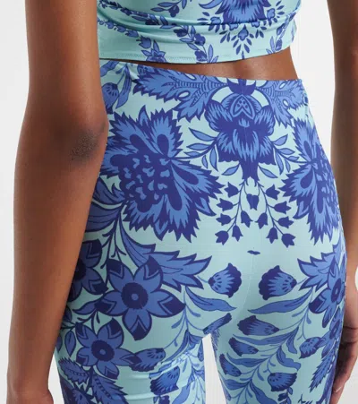Etro Printed Jersey Flared Leggings In Blue