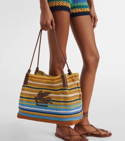 Etro Libra Medium Striped Tote Bag In Multi