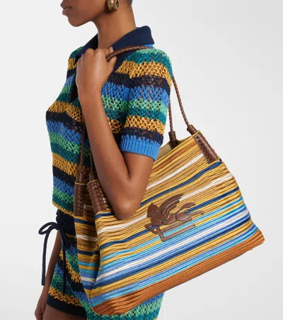 Etro Libra Medium Striped Tote Bag In Multi
