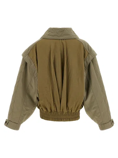 Balmain Utility Bomber Jacket Elasticated Hem Pockets In Green