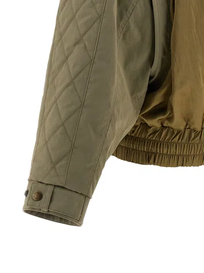 Balmain Utility Bomber Jacket Elasticated Hem Pockets In Green
