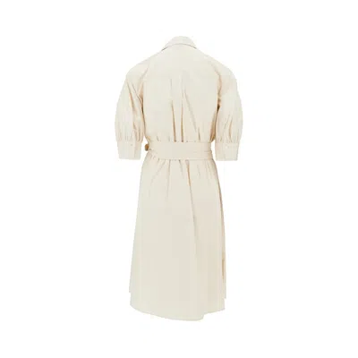 Pinko Wrap Dress Knee Length Puff Sleeves In Neutral