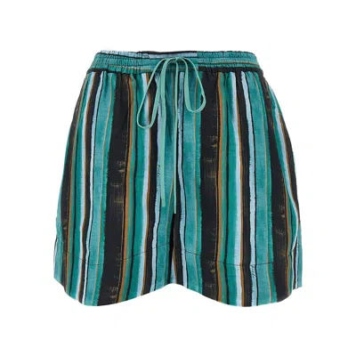 Pinko Chic Mini Shorts With Unique Stripe Print In Multi