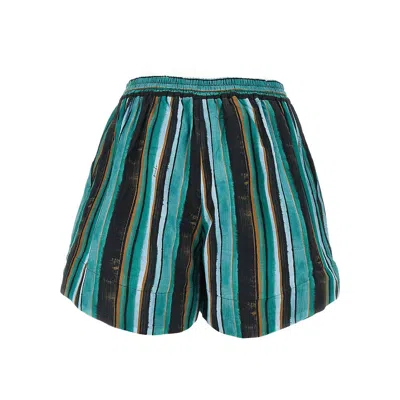 Pinko Chic Mini Shorts With Unique Stripe Print In Multi