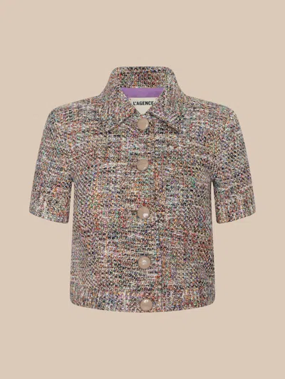 L'agence Chita Jacket In Rainbow Tweed In Brown