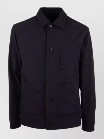 Paul & Shark Collared Coat Featuring Practical Front Pockets In Black