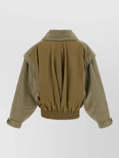 Balmain Utility Bomber Jacket Elasticated Hem Pockets In Green