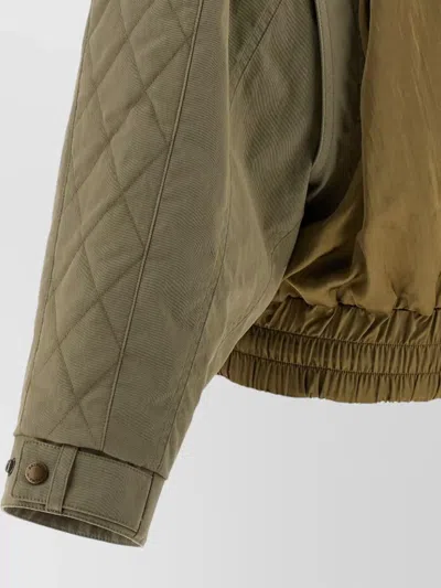 Balmain Utility Bomber Jacket Elasticated Hem Pockets In Green