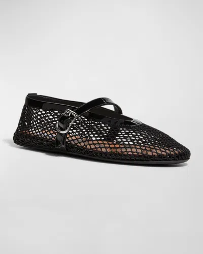 Alaïa Alaia Women Ballet Flats Mesh Ballerinas With Patent Leather Profiles In Black