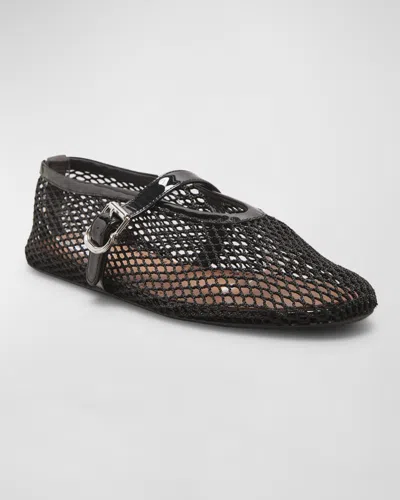 Alaïa Alaia Women Ballet Flats Mesh Ballerinas With Patent Leather Profiles In Black