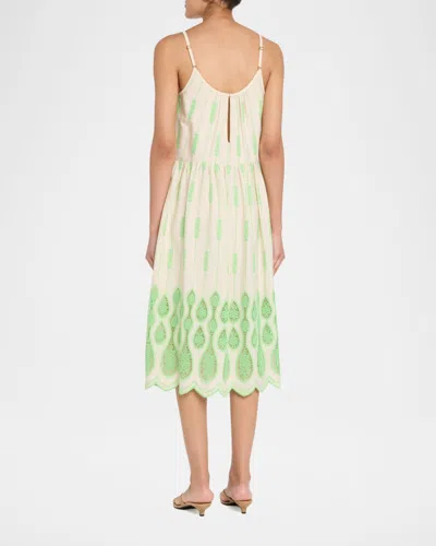 Ramy Brook Sandra Embroidered Lace Inset Border Dress In Green