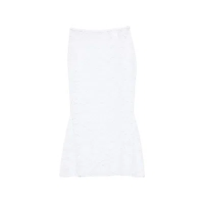 Oseree Floral-patterned Skirt In White