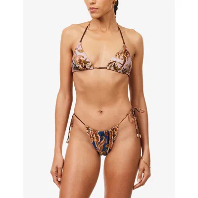 Zimmermann Womens Aster Floral Spliced Bikini Set Xs In Black